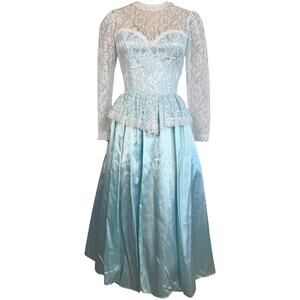 NWT Vintage Gunne Sax romantic baby blue lace dress size XS